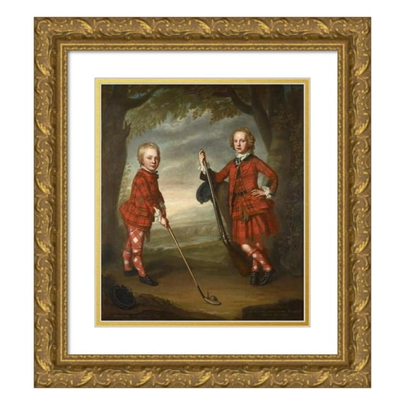 William Mosman 20x23 Gold Ornate Framed and Double Matted Museum Art Print Titled - Sir James Macdonald 1741 - 1765 and Sir Alexander Macdonald 1744 - 1810