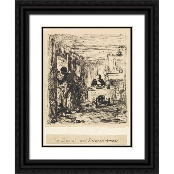 William Mulready 14x18 Black Ornate Wood Framed Double Matted Museum Art Print Titled - Denial and Disappointment