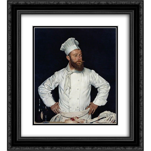 William Orpen 2x Matted 20x24 Black Ornate Framed Art Print 'Le Chef de l'Hotel Chatham, Paris 1921'