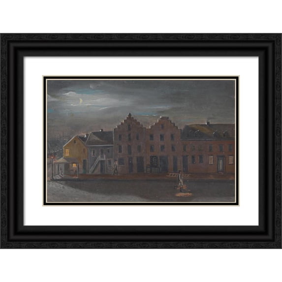William P. Chappel 14x11 Black Ornate Wood Framed Double Matted Museum Art Print Titled: The Lamp Lighter (1870s)