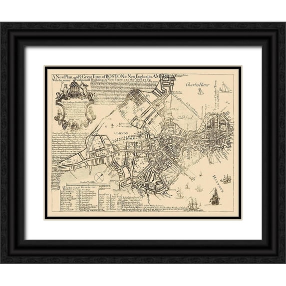William Price 32x25 Black Ornate Wood Framed with Double Matting Museum Art Print Titled - Boston Massachusetts - William Price 1769