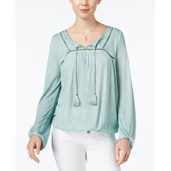 William Rast Carmen Peasant Top Sky Blue XS