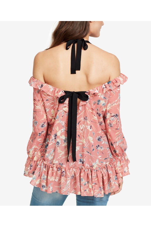 Fabiana Convertible Peplum Top Lobster Bisque Pressed Floral XS