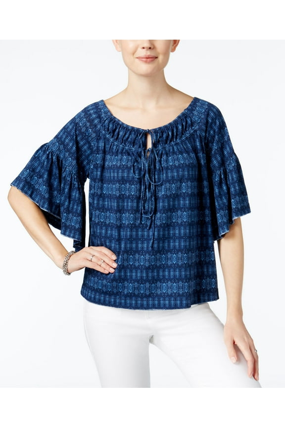 Gigi Off The Shoulder Peasant Top Royal Blue XS