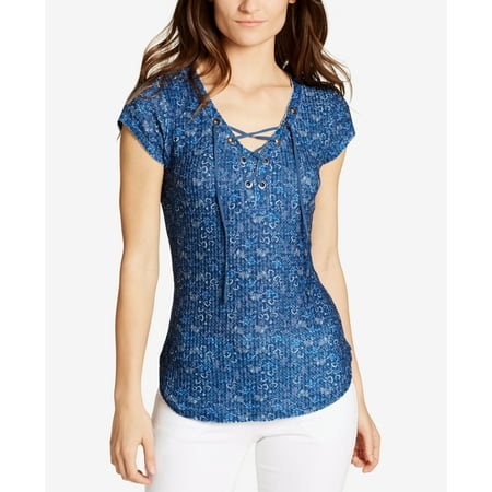 William Rast Gordon Lace Up Top Dark Clemantis XS