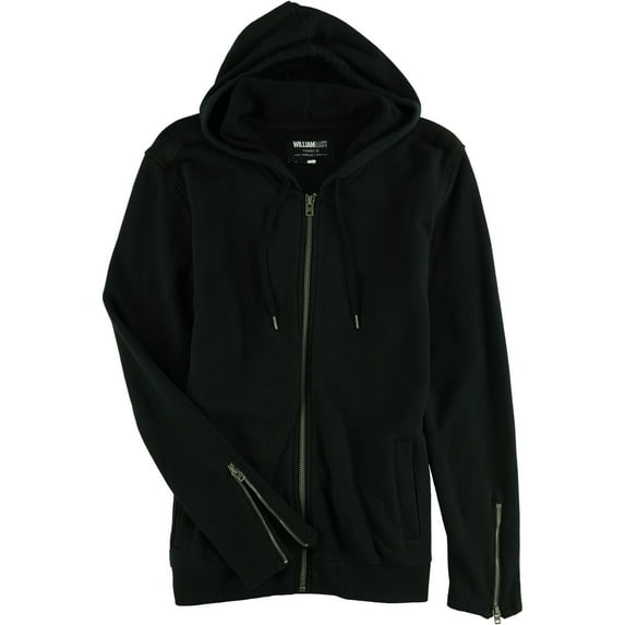 William Rast Mens Iggy Full-Zip Hoodie Sweatshirt, Black, Large
