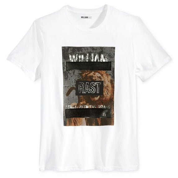 William Rast Mens Jungle King Graphic T-Shirt, White, XX-Large