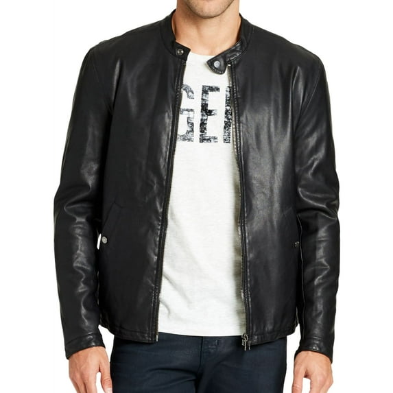 William Rast Mens Salomon Motorcycle Jacket, Black, Medium (Regular)