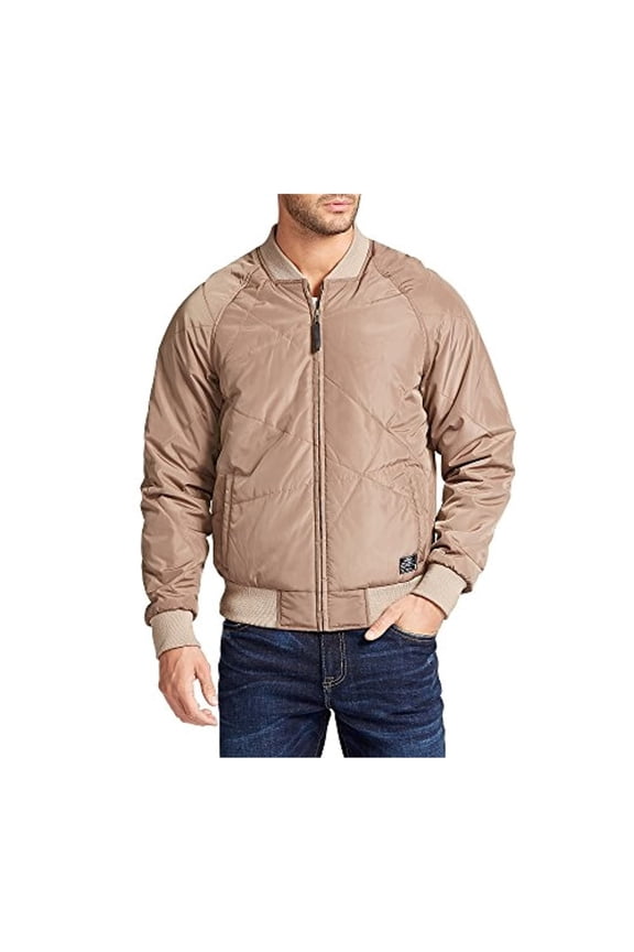 Mens Zane Quilted Bomber Jacket, Brown, X-Large