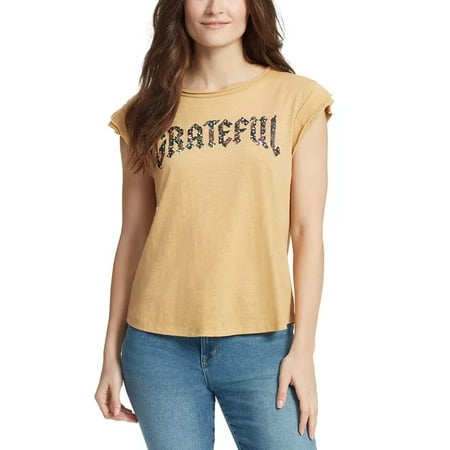 William Rast Molly Tucked Graphic T-Shirt- Apple Cinnamon L 0