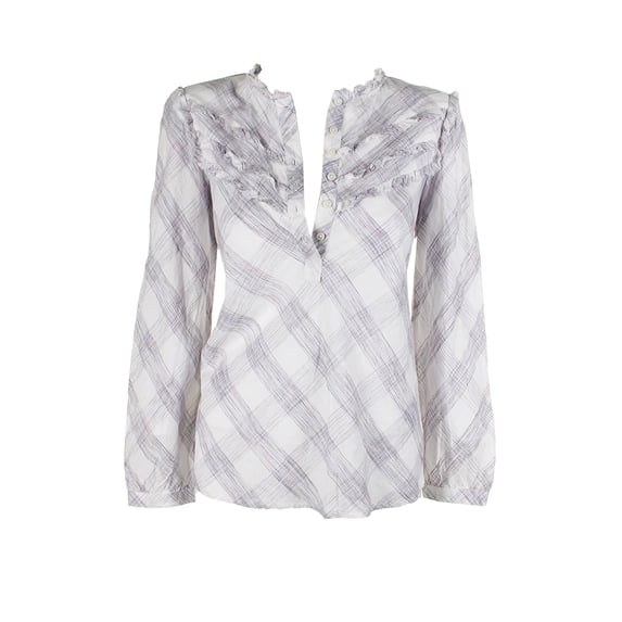 William Rast Talya Cotton Ruffled Top Marshmallow Combo S