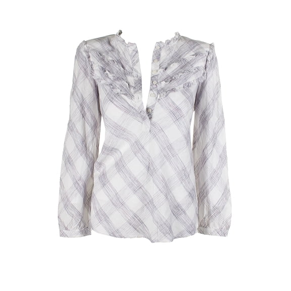 William Rast Talya Cotton Ruffled Top Marshmallow Combo S