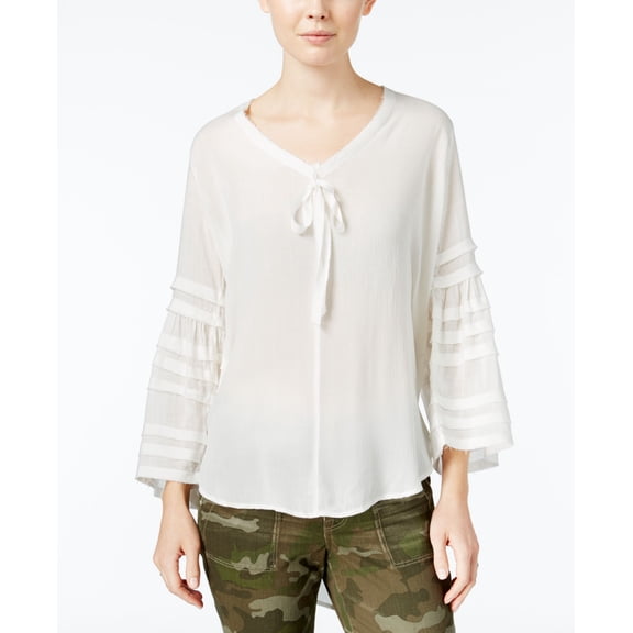 William Rast Women's Willliam Haley Tie Front Woven Blouse, Marshmallow, S