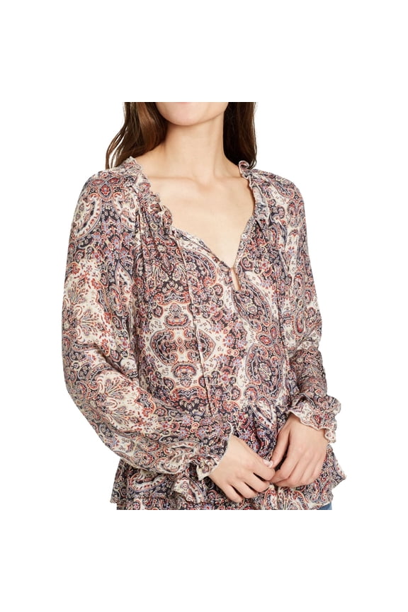 Womens Aimee Peplum Blouse, Beige, X-Large