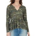 thumbnail image 1 of William Rast Womens Camo Print Peplum Blouse, Green, XX-Large, 1 of 2