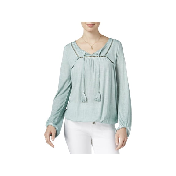 William Rast Womens Carmen Ladder Stitch Detail Peasant Top