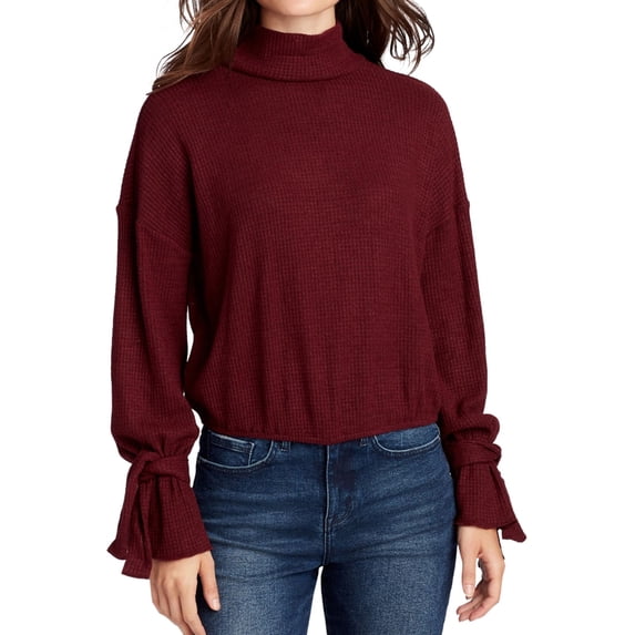 William Rast Womens Ellie Tie Sleeve Pullover Blouse, Red, Medium