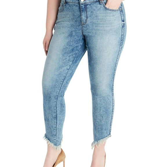 William Rast Womens Raw Hem Skinny Fit Jeans, Blue, Plus Size, 22W