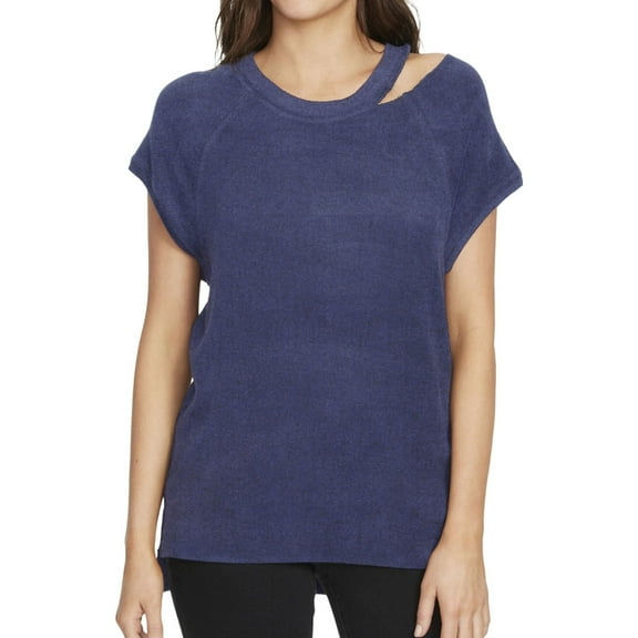 William Rast Womens Riley Cut-Out Short Sleeves Pullover Sweater