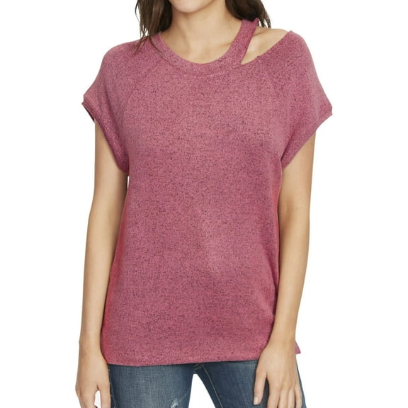 William Rast Womens Riley Cutout Pullover Sweater, Pink, Small