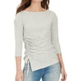 thumbnail image 1 of WILLIAM RAST Womens Ivory Ruched Striped 3/4 Sleeve Boat Neck T-Shirt Top  Size: S, 1 of 2