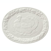 William Roberts 17" Oval Thanksgiving Platter, Ivory Ceramic Turkey Serving Dish, Microwave & Dishwasher Safe