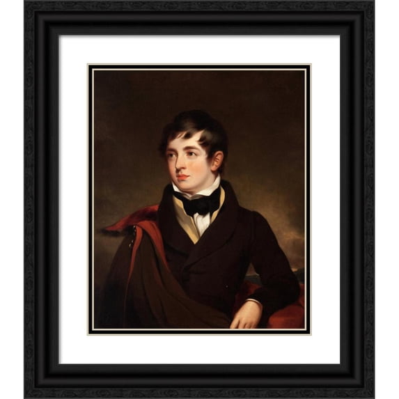 William Robinson 12x14 Black Ornate Wood Framed Double Matted Museum Art Print Titled: The Honorable Frederick Weddell Robinson, Son of the Third Lord Grantham (circa 1832)