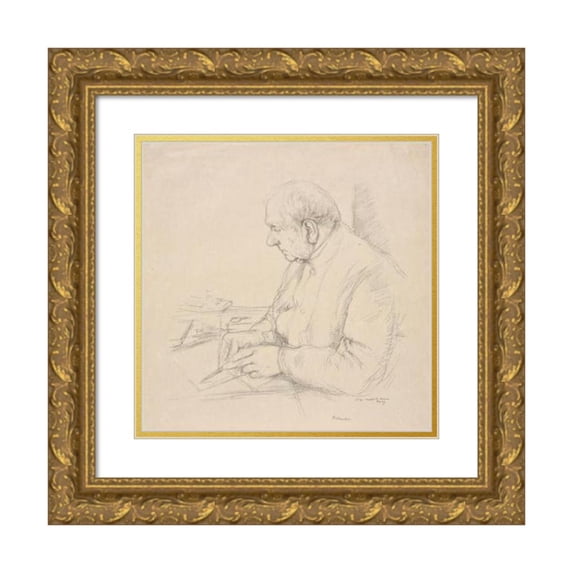 William Rothenstein 12x13 Gold Ornate Wood Frame and Double Matted Museum Art Print Titled - Sir Francis Seymour Haden (1897)