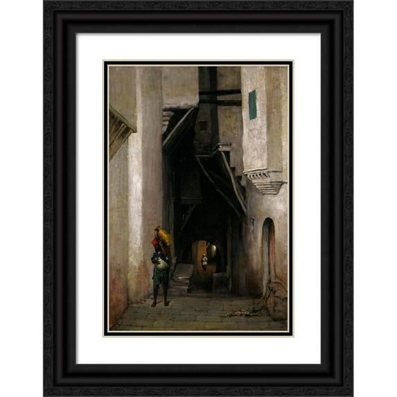 William Sartain 13x18 Black Ornate Wood Framed Double Matted Museum Art Print Titled - Algerian Water Carrier (After 1874)