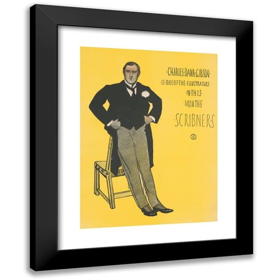 William Sergeant Kendall 11x14 Black Modern Framed Museum Art Print Titled - Charles Dana Gibson is One of the Illustrators in This Month's Scribners (1896)