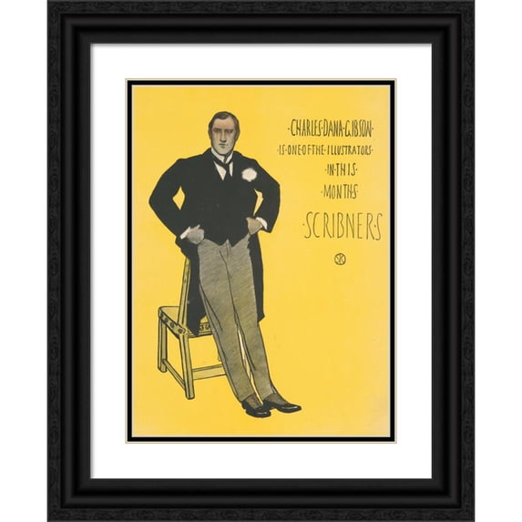 William Sergeant Kendall 14x18 Black Ornate Wood Framed Double Matted Museum Art Print Titled - Charles Dana Gibson is One of the Illustrators in This Month's Scribners (1896)