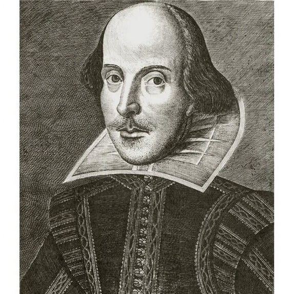 William Shakespeare 1564 - 1616 English Playwright & Poet. 19th Century Copy of The Martin Droeshout Engraving Used In The First Folio of 1623 Poster Print, 26 x 30 - Large