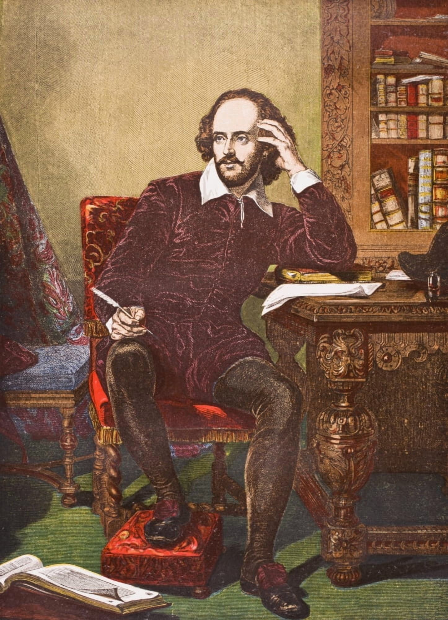 William Shakespeare 1564-1616 English Poet And Dramatist From Old Englands Worthies By Lord Brougham And Others Published London Circa 1880s Canvas Art - Ken Welsh Design Pics (12 x 17)