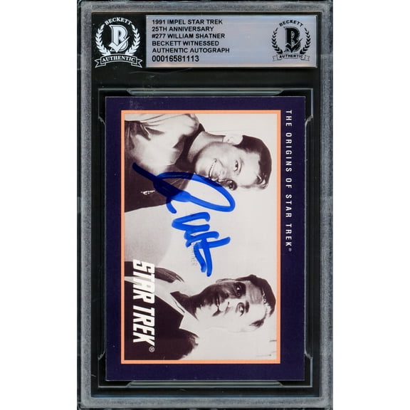 William Shatner Autographed 1991 Impel 25th Anniversary Card #277 Star Trek Captain Kirk Beckett BAS #16581113