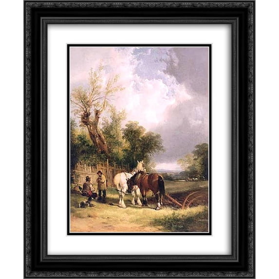 William Shayer 2x Matted 20x24 Black Ornate Framed Art Print 'The Ploughman's Rest'