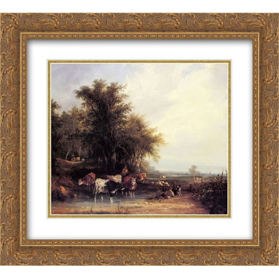 William Shayer 2x Matted 24x20 Gold Ornate Framed Art Print 'Near The New Forest'