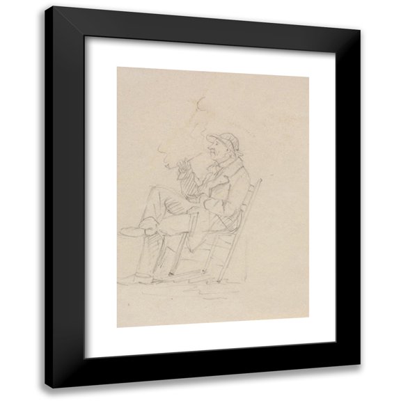 William Sidney Mount 11x14 Black Modern Framed Museum Art Print Titled - Man Smoking a Pipe