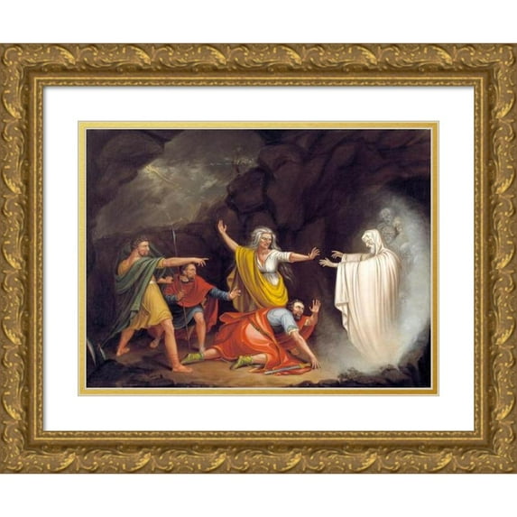 William Sidney Mount 14x12 Gold Ornate Wood Frame and Double Matted Museum Art Print Titled - Saul and the Witch of Endor (1828)
