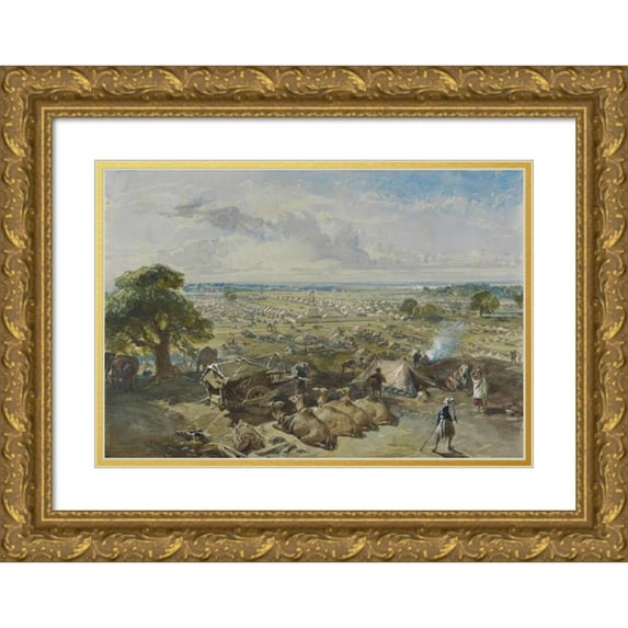 William Simpson 14x11 Gold Ornate Wood Frame and Double Matted Museum Art Print Titled - The Governor-General's and Commander-In-Chief's Camp at Jalandhar, 1 Febuary 1860 (1860)