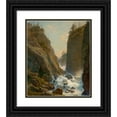 thumbnail image 1 of William Stanley Haseltine 12x14 Black Ornate Wood Framed Double Matted Museum Art Print Titled: Mountain with Cascade, 1 of 5