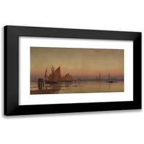 William Stanley Haseltine 14x9 Black Modern Framed Museum Art Print Titled - Venetian Coastline at Sunset (1872)