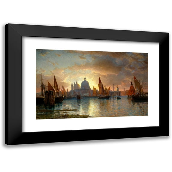 William Stanley Haseltine 24x17 Black Modern Framed Museum Art Print Titled - Santa Maria Della Salute, Sunset (1870-85)