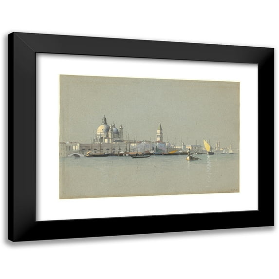 William Stanley Haseltine 24x18 Black Modern Framed Museum Art Print Titled - View Across the Giudecca Canal Toward the Salute and the Campanile of San Marco (C. 1875)