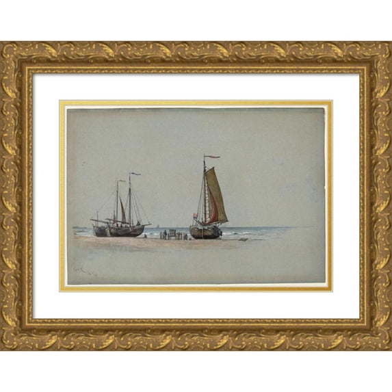 William Stanley Haseltine 24x18 Gold Ornate Framed and Double Matted Museum Art Print Titled - Blankenberge No.3 (1875)