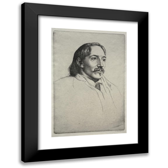 William Strang 11x14 Black Modern Framed Museum Art Print Titled - Robert Louis Balfour Stevenson (1893)