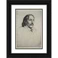 thumbnail image 1 of William Strang 11x14 Black Ornate Wood Framed Double Matted Museum Art Print Titled: Robert Louis Balfour Stevenson (1893), 1 of 5
