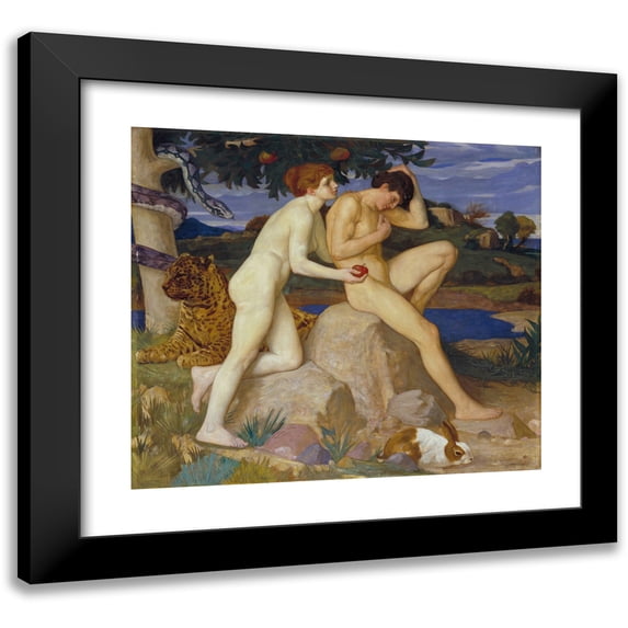 William Strang 14x12 Black Modern Framed Museum Art Print Titled - The Temptation (1899)