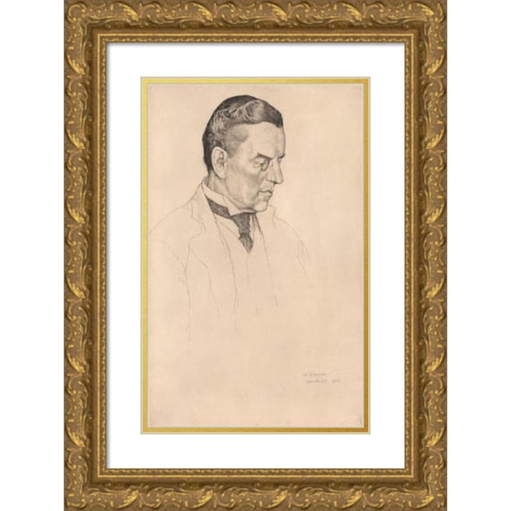 William Strang 17x24 Gold Ornate Framed and Double Matted Museum Art Print Titled - Joseph Chamberlain