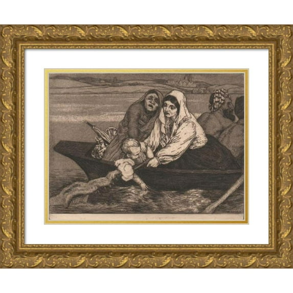 William Strang 24x18 Gold Ornate Framed and Double Matted Museum Art Print Titled - The Undertakers (1900)