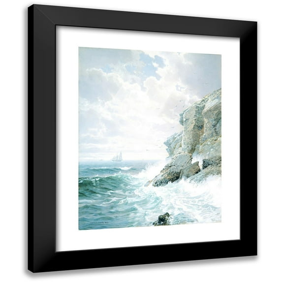 William Trost Richards 12x14 Black Modern Framed Museum Art Print Titled - Purgatory Cliff (1876)